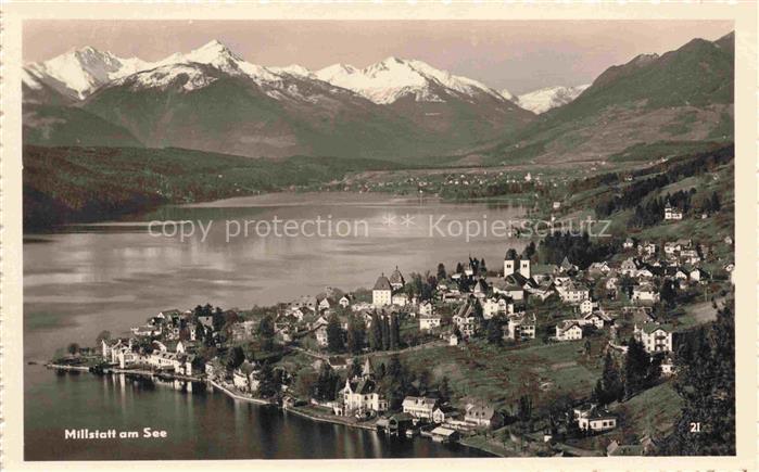 Millstatt Millstaettersee Kaernten AT Millstaetter-See Panorama Alpen Kirche Hae