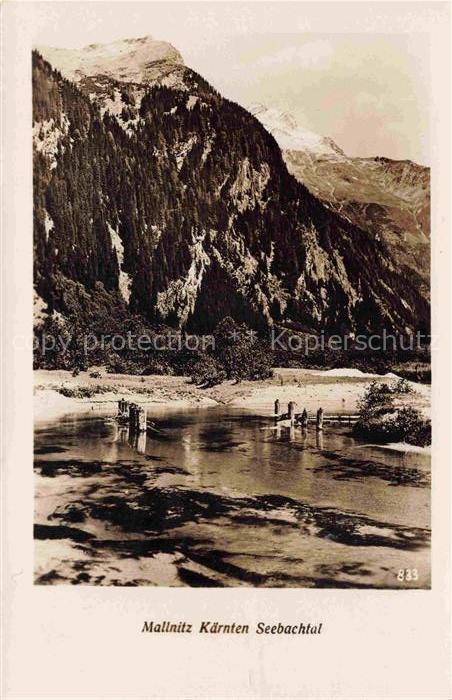 MALLNITZ  Tauernbahn Kaernten AT Seebachtal Bergfluss Felsen Wald Steg Gebirgsba