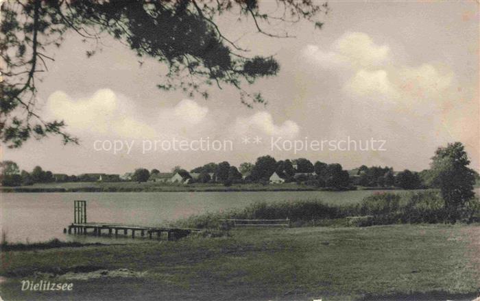 Loebnitz Delitzsch Sachsen Dielitzsee See Steg Schilf Haeuser Baeume Wiese