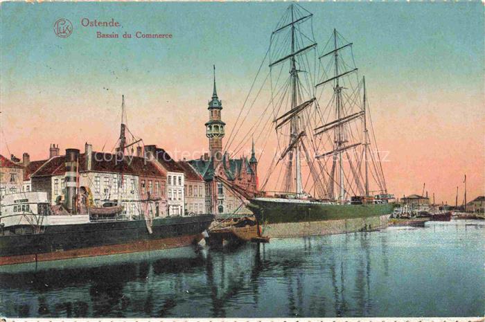 OSTENDE Oostende West-Vlaanderen Belgie Bassin-du-Commerce Segelschiff Dampfschi