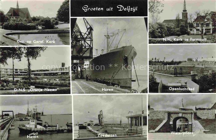Delfzijl Delfzyl Groningen NL Haven N.H.-Kerk-Farmsum Geref.-Kerk DNS-Oranje-Nas