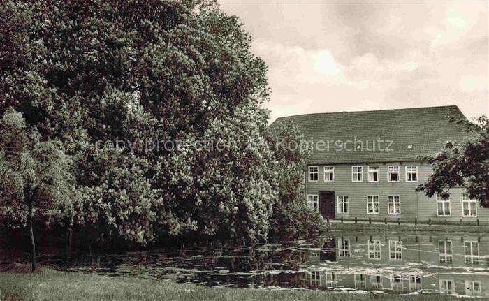 Itzehoe Klosterhof Kastanienbaeume Teich Gebaeude Park Spiegelung