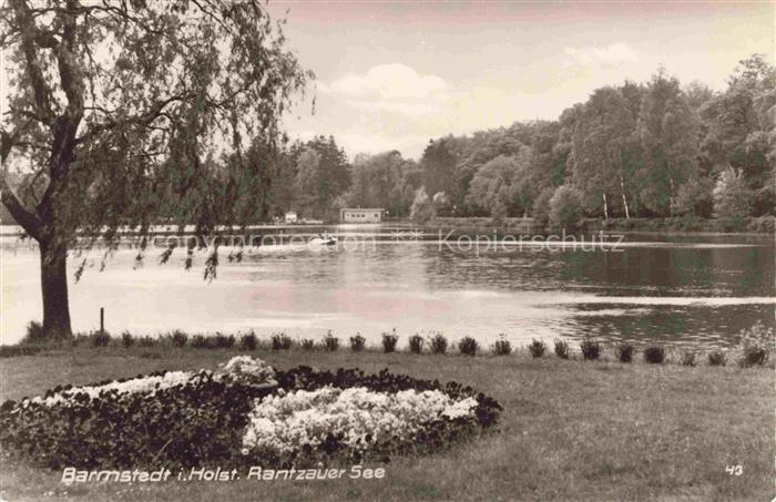 Barmstedt Rantzauer-See Boot Blumenbeet Trauerweide Baeume Gaststaette Ufer