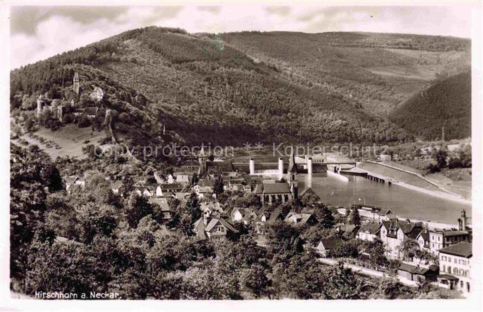 Hirschhorn Neckar Hessen Burg Neckar Wehr Schleuse Kirche Ortschaft Bergwald