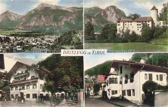 Brixlegg Tirol AT Mehrbildkarte Stadtpanorama Burg Gasthof Strasse Berge Alpen K