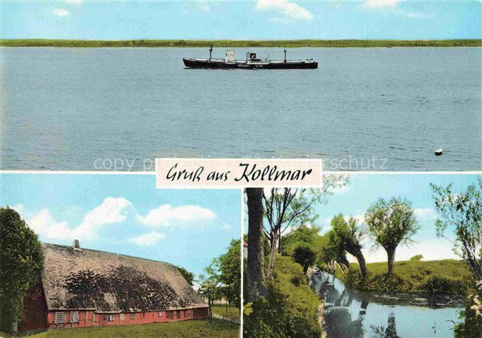 Kollmar Holstein Steinburg Schleswig-Holstein Elbe Frachtschiff Reetdachhaus Bau