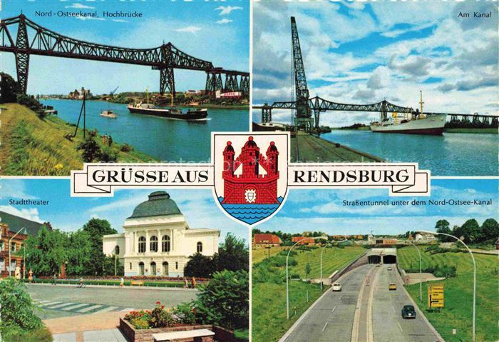 Rendsburg Schleswig-Holstein Hochbruecke Nord-Ostseekanal Kanal Stadttheater Str