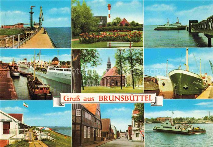 Brunsbuettelkoog Hafen Schleuse Leuchtturm Faehre Kirche Frachtschiff Altstadtga