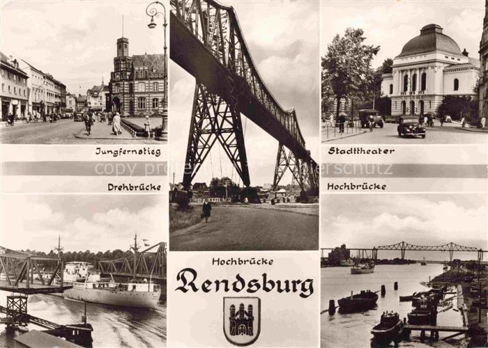 Rendsburg Schleswig-Holstein Hochbruecke Jungfernstieg Stadttheater Drehbruecke