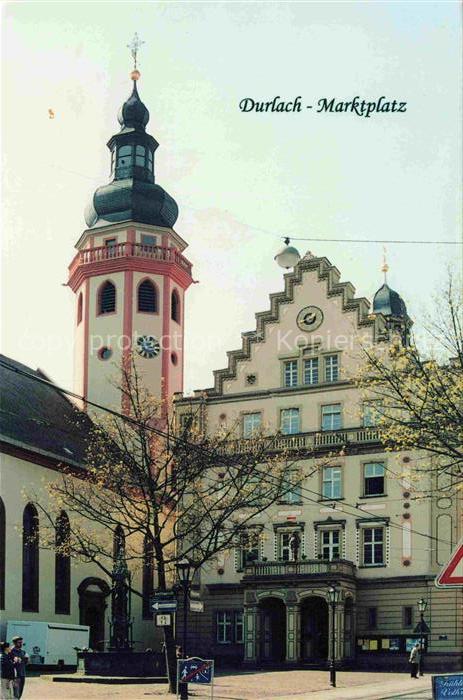 Durlach Karlsruhe Baden BW Marktplatz Stadtkirche Kirchturm Rathaus Stufengiebel
