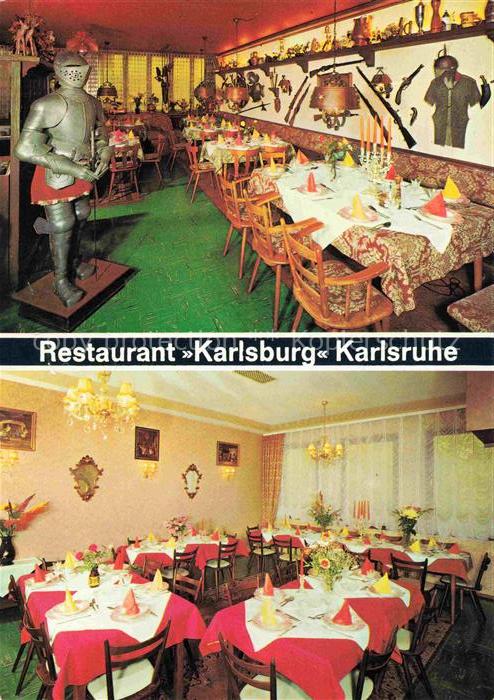 KARLSRUHE Baden BW Restaurant-Karlsburg Innenraum Ritterruestung Wanddekoration