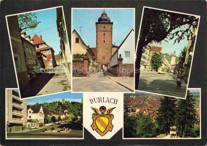 Durlach Karlsruhe Baden BW Stadttor Mehrbildkarte Turm Altstadt Bergbahn Panoram