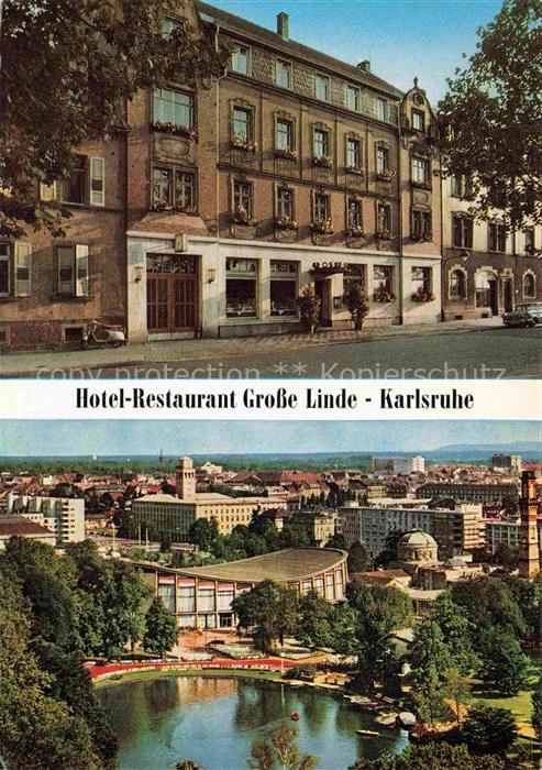 KARLSRUHE Baden BW Hotel-Restaurant-Grosse-Linde Konzerthaus Stadtpanorama See P