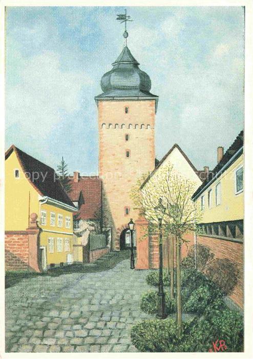 Durlach Karlsruhe Baden BW Basler-Tor Stadttor Gemaelde oelgemaelde Kopfsteinpfl