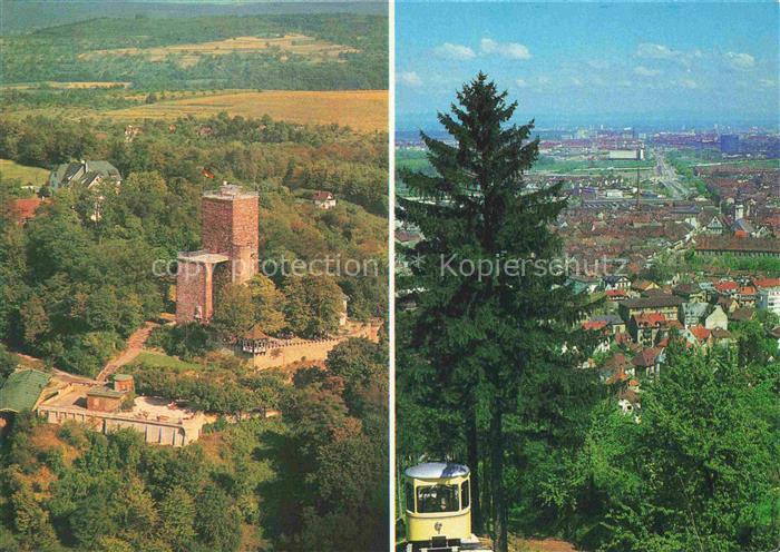 Durlach Karlsruhe Baden BW Turmberg Turmbergturm Luftbild Standseilbahn Stadtbli