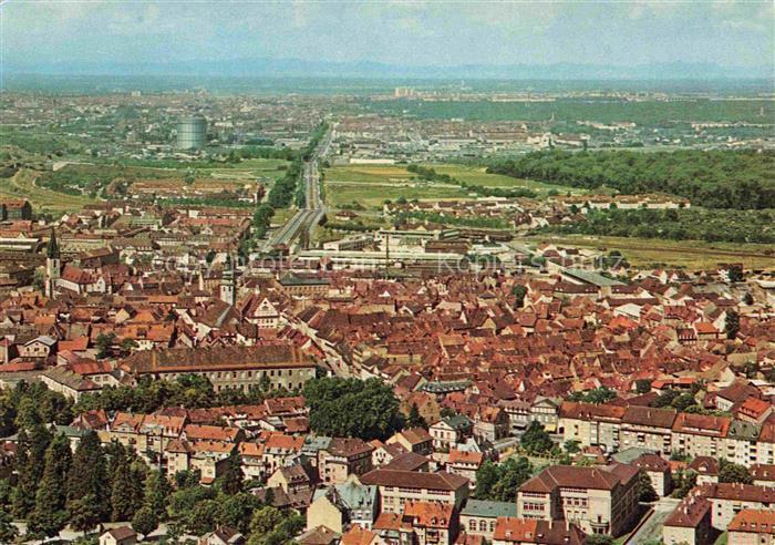 Durlach Karlsruhe Baden BW Turmberg Blick-vom-Turmberg Altstadt Rote-Daecher Rhe