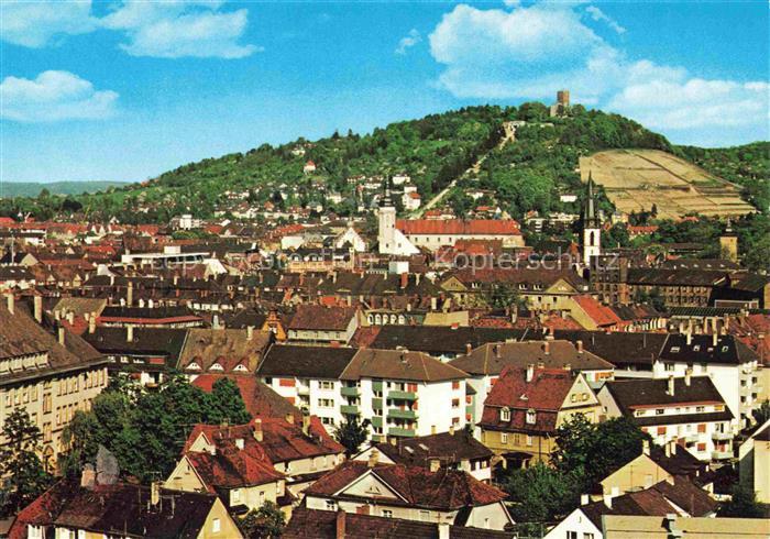 Durlach Karlsruhe Baden BW Turmberg Stadtpanorama Daecher Kirchen Weinberge Burg