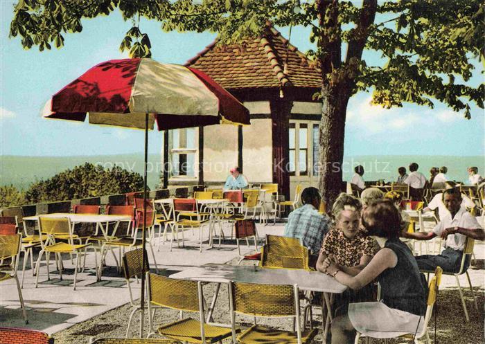 Durlach Karlsruhe Baden BW Burghof Terrasse Rheinebene Sonnenschirm Gaeste Resta
