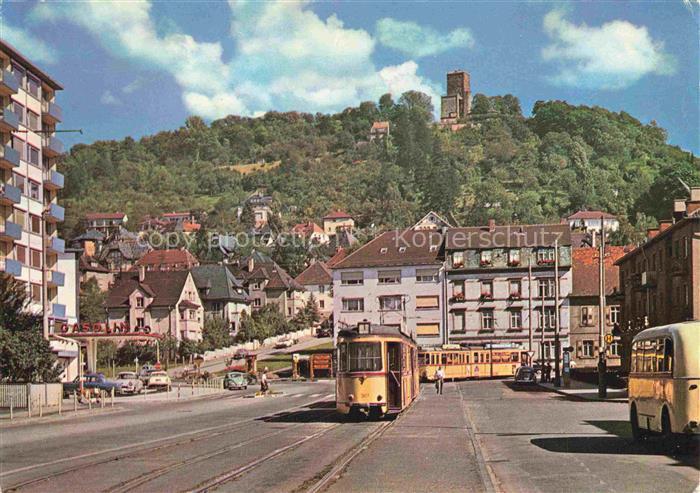 Durlach Karlsruhe Baden BW Strassenbahn Bus Turmberg Hochhaus Strassenszene PKW