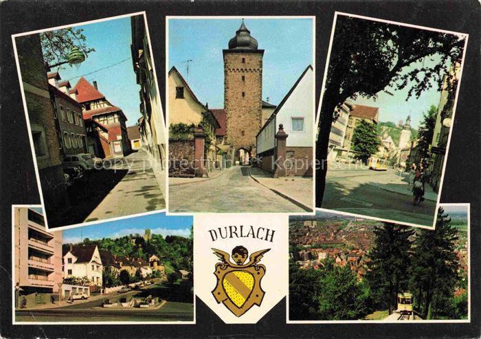 Durlach Karlsruhe Baden BW Stadttor Turm Altstadt-Gasse Fussgaengerzone Stadtpan