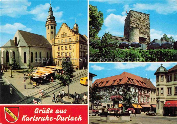 Durlach Karlsruhe Baden BW Marktplatz Stadtkirche Rathaus Bergfried Fachwerkhaus