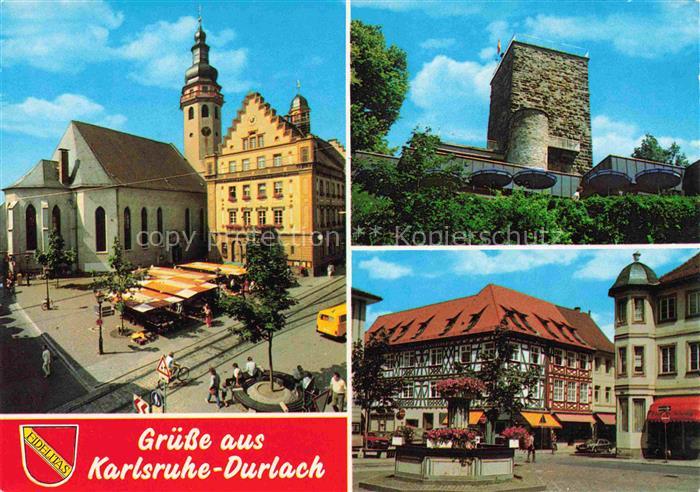 Durlach Karlsruhe Baden BW Marktplatz Stadtkirche Rathaus Bergfried Fachwerkhaus