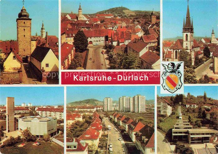 Durlach Karlsruhe Baden BW Turmgebaeude Altstadt Kirchturm Stadtpanorama Hochhae