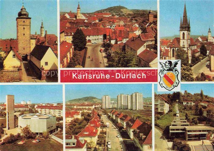 Durlach Karlsruhe Baden BW Turmgebaeude Altstadt Kirchturm Stadtpanorama Hochhae
