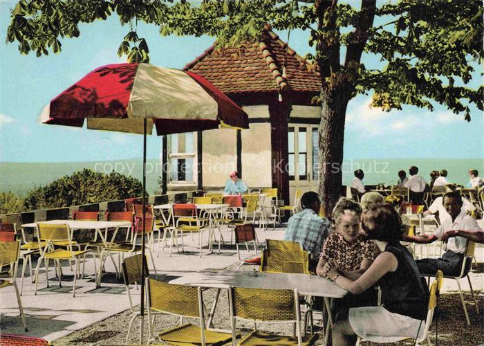 Durlach Karlsruhe Baden BW Turmberg Burghof Terrasse Rheinebene Gaeste Sonnensch