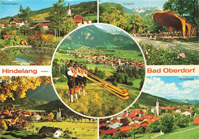 Bad Hindelang Hindelang Bad-Oberdorf Mehrbildkarte Kuranlagen Kurpark Alphornbla