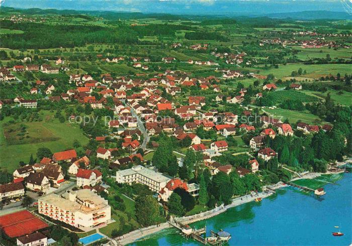 Wasserburg am Bodensee Bayern Bodensee Luftbild Hotel Hafen Segelboote Wohnhaeus