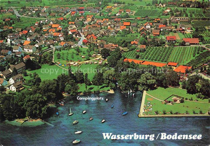 Wasserburg am Bodensee Bayern Bodensee Luftbild Campingplatz Segelboote Weinberg