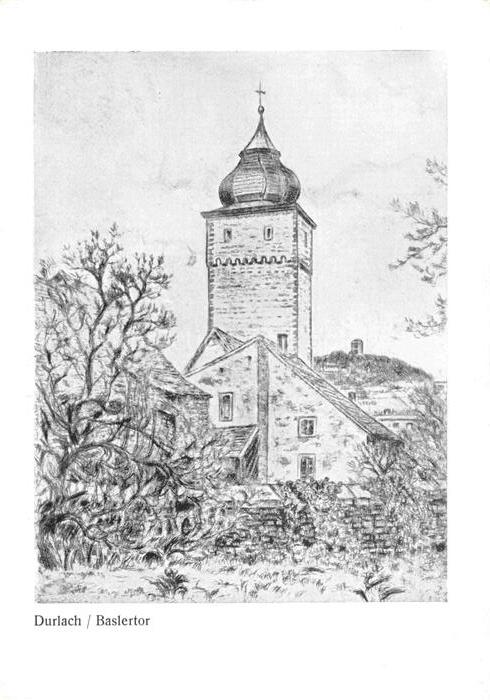 Durlach Karlsruhe Baden BW Baslertor Stadttor Turm Zwiebeldach Zinnen Stadtmauer