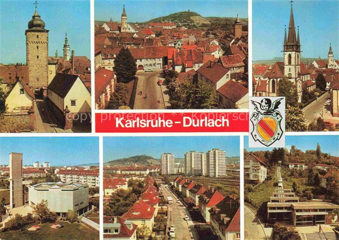 Durlach Karlsruhe Baden BW Markgrafenturm Stadtpanorama Kirchturm Mehransicht Ho