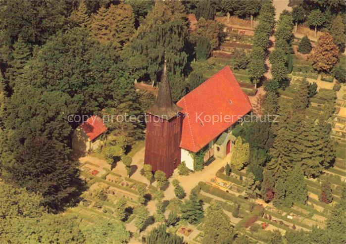 Bad Arnis Schifferkirche Friedhof Holzturm Kirche Luftbild Baeume Kappeln