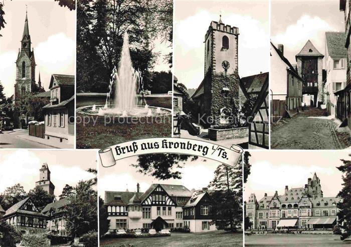 Kronberg  Cronberg Taunus Kirche Brunnen Kirchturm Gasse Fachwerkhaus Schloss Me