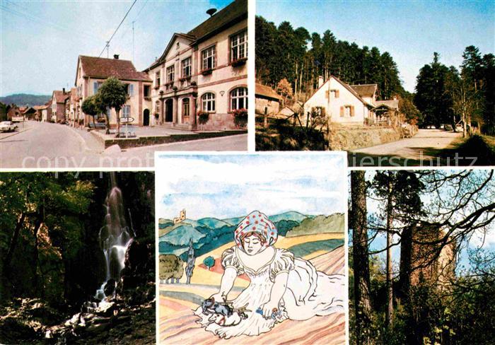 Oberhaslach Bas Rhin Elsass Place de la Mairie et Eglise