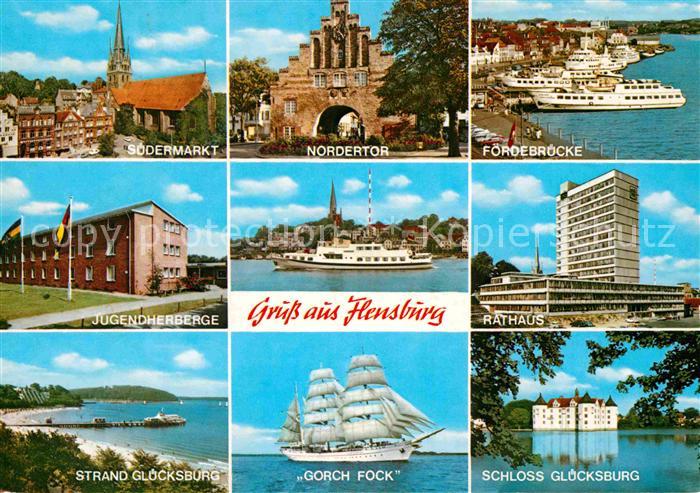 Flensburg Nordertor Foerderbruecke Schloss Gluecksburg Rathaus