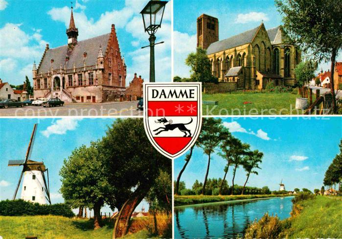 Damme West-Vlaanderen Windmuehle Kirche