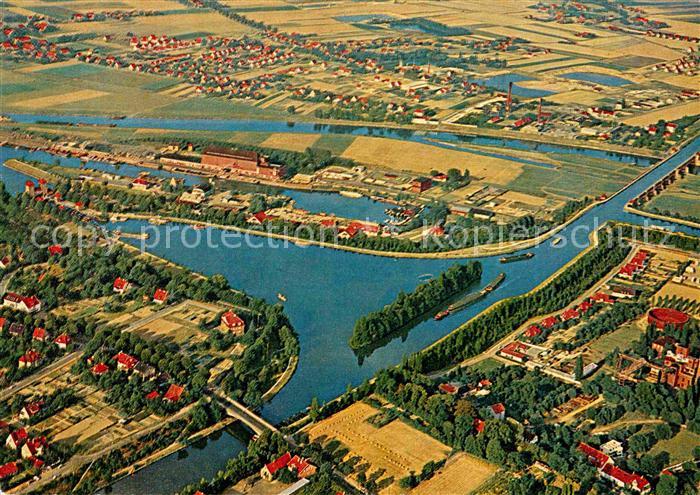 Minden Westfalen Fliegeraufnahme Weserkreuz Schachtschleuse