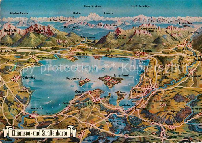 Fraueninsel Chiemsee Gstadt Prien Seebruecke Strasenkarte