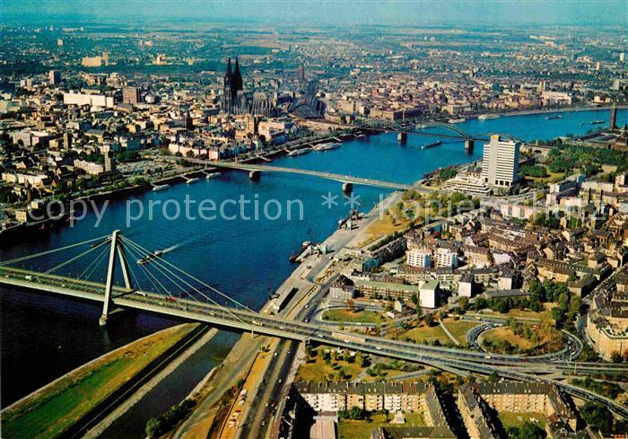 Koeln Rhein Fliegeraufnahme Dom Severinsbruecke Zoobruecke