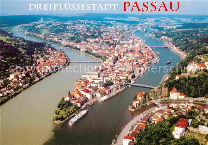 PAssAU Bayern Fliegeraufnahme Muendung Inn Ilz Donau
