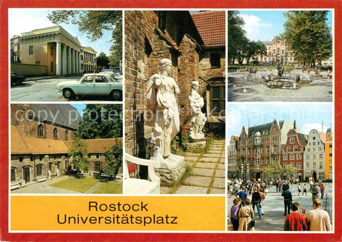 ROSTOCK  CITY Universitaetsplatz Neue Wache Gewandfiguren Klosterinnenhof