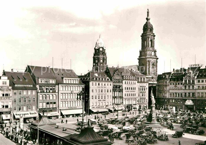 DRESDEN Elbe Altmarkt Siegesdenkmal Kreuzkirche