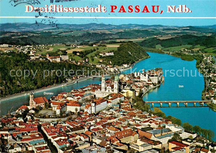 PAssAU Bayern Fliegeraufnahme Muendung Inn Ilz Donau