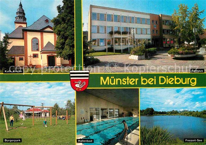 Muenster Dieburg Katholische Kirche Burgpark Hallenbad Rathaus Freizeit See