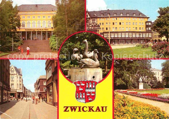 Zwickau Sachsen Pionierhaus Wilhelm Pieck Ringkaffee Schwanenbrunnen