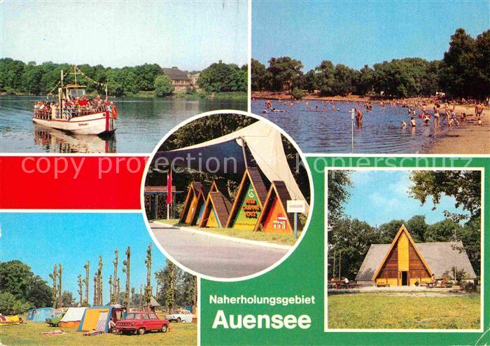 LEIPZIG Sachsen Auuensee Personenschiff Campingplatz Kirche Badestrand
