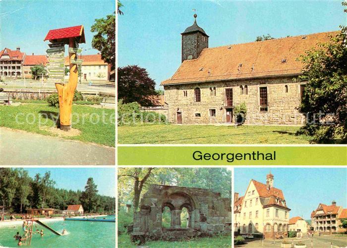 Georgenthal Gotha Wanderwegweiser Kirche Waldbad Ruine des Zisterzienser Kloster
